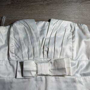 LARGE Papaya Ivory Taffeta Corozo Applique Mini Dress